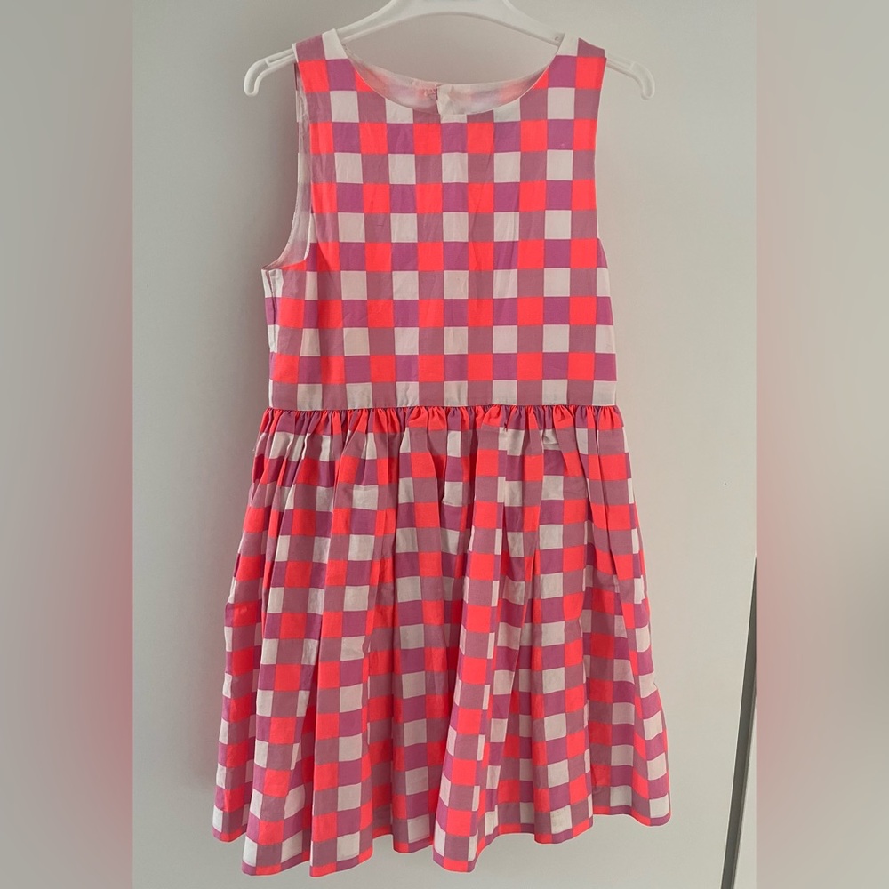 Jacadi Vibrant Pink and White Checkered Dress